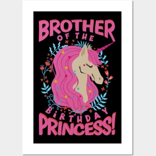 Brother of the Birthday Princess Unicorn Posters and Art